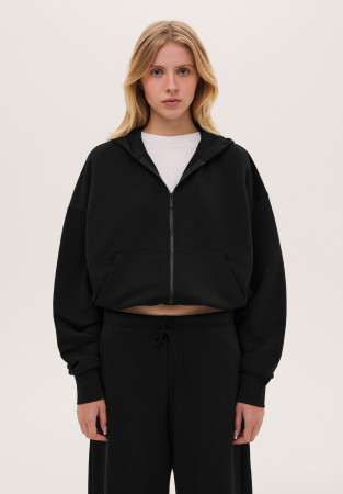 Black color French Terry hoodie with drawstring